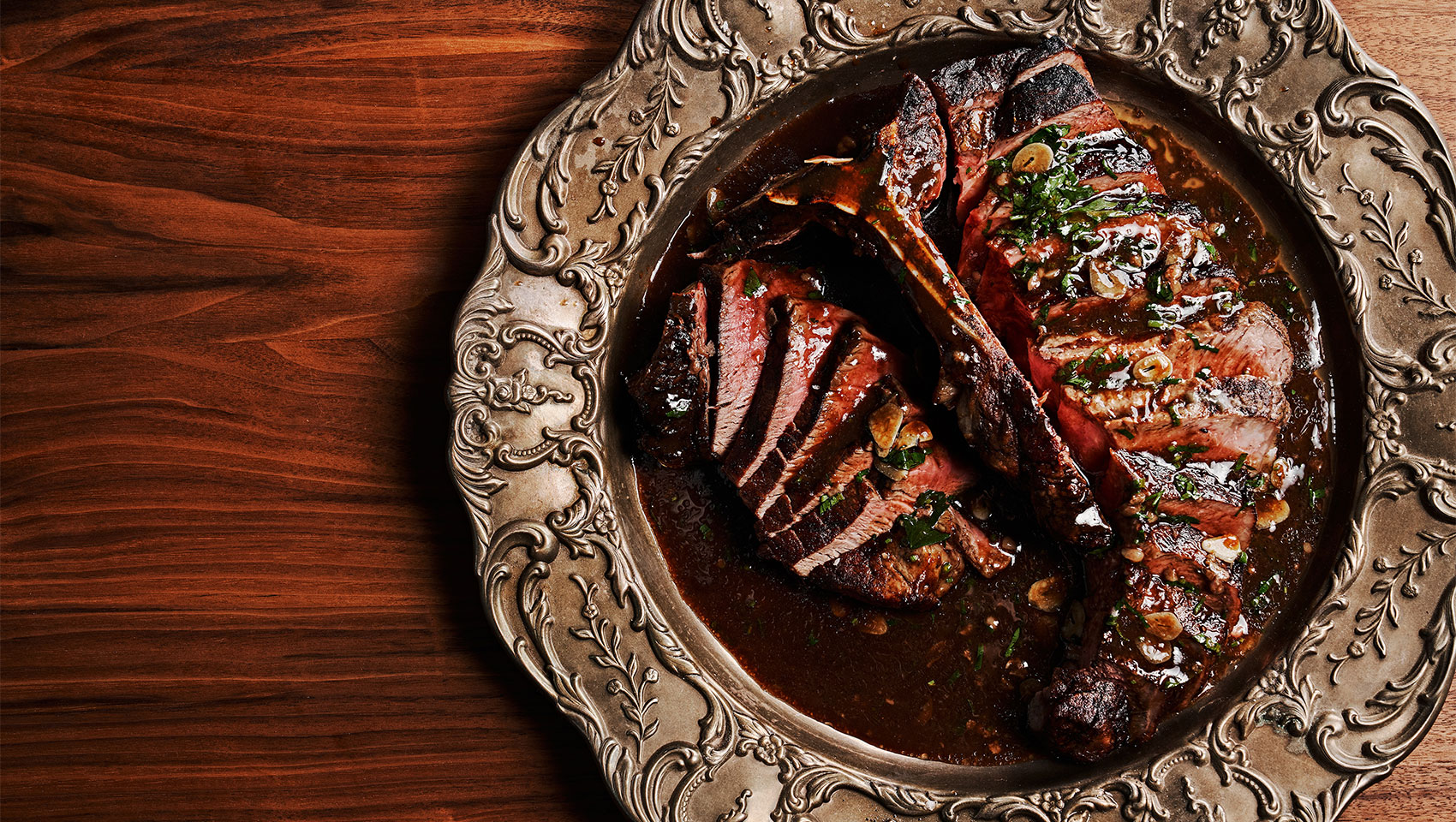 plated steak entrée