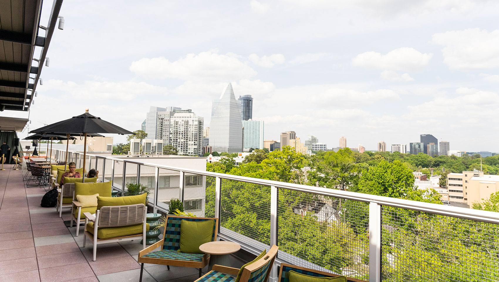 Sylvan patio with skyline views