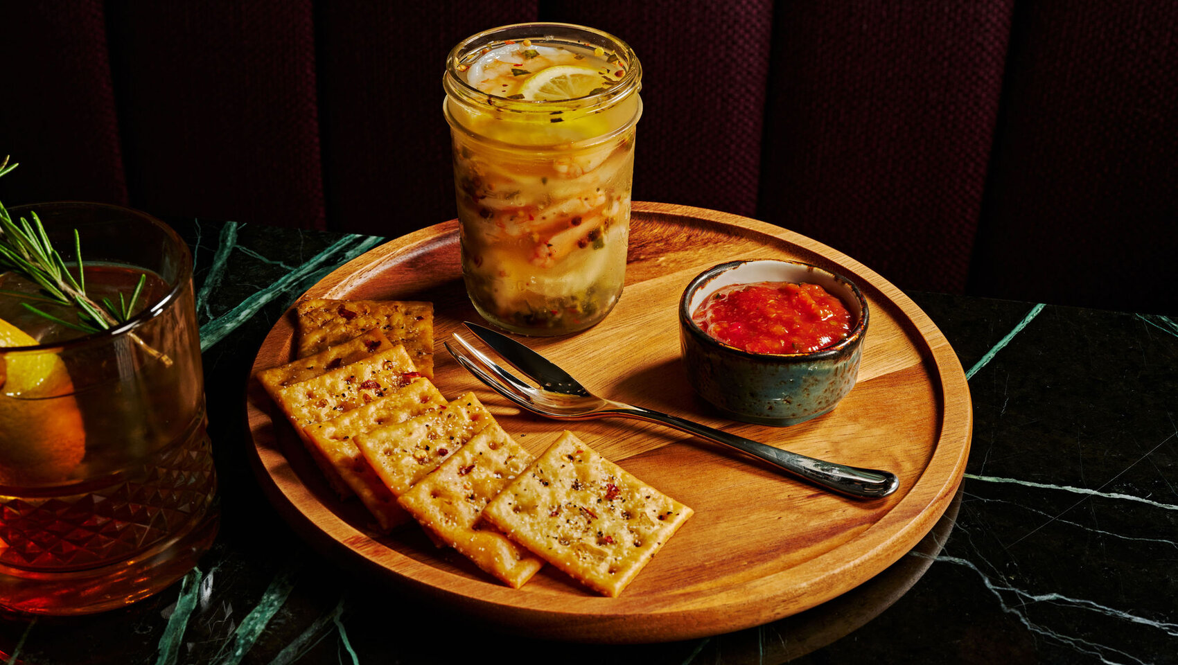Snack plate with crackers at The Betty