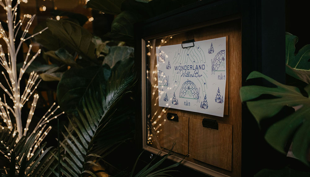 Wonderland at Willow Bar sign