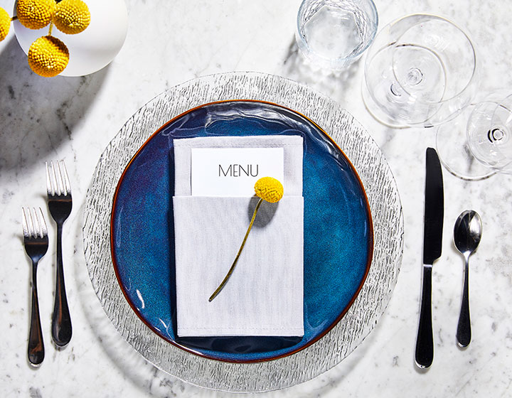 table with glasses and menu