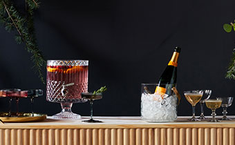 champagne and cocktails at a holiday party